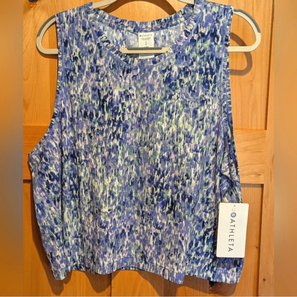 Athleta Tops - Athleta NWT Ultimate Muscle Tank Blue Watercolors Sz XL
